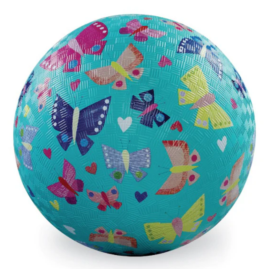 Colorful ball with butterfly pattern on a white background
