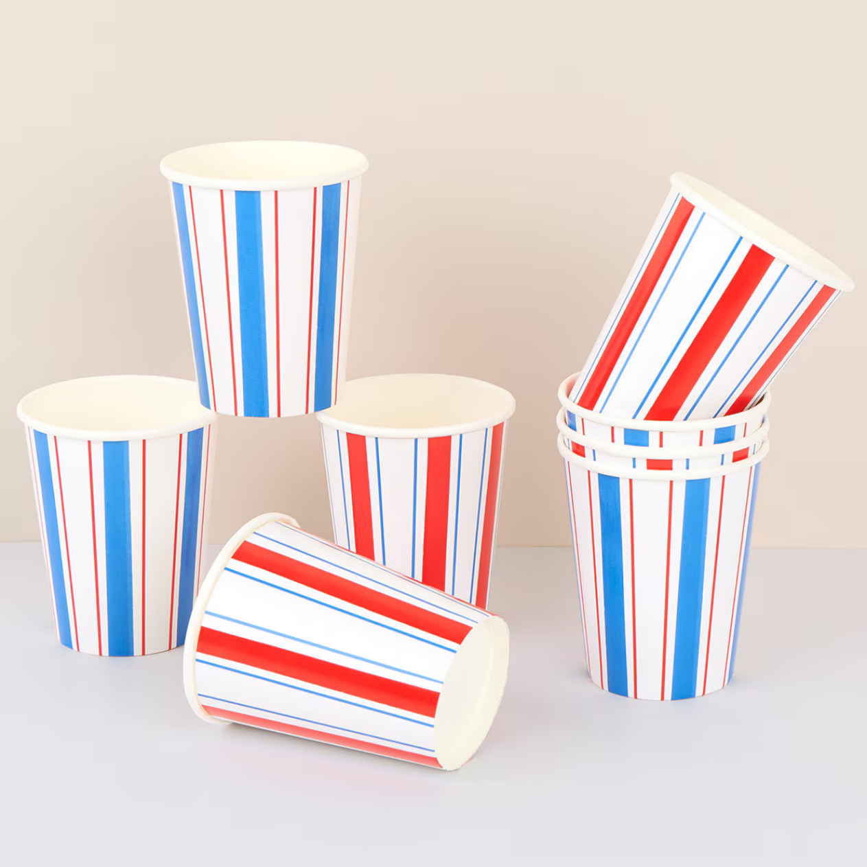 Nautical Striped Cups (x8)