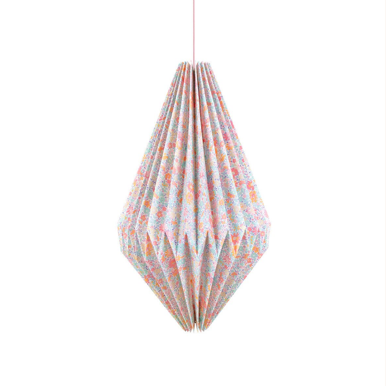 Decorative hanging lamp with a geometric pattern on a white background