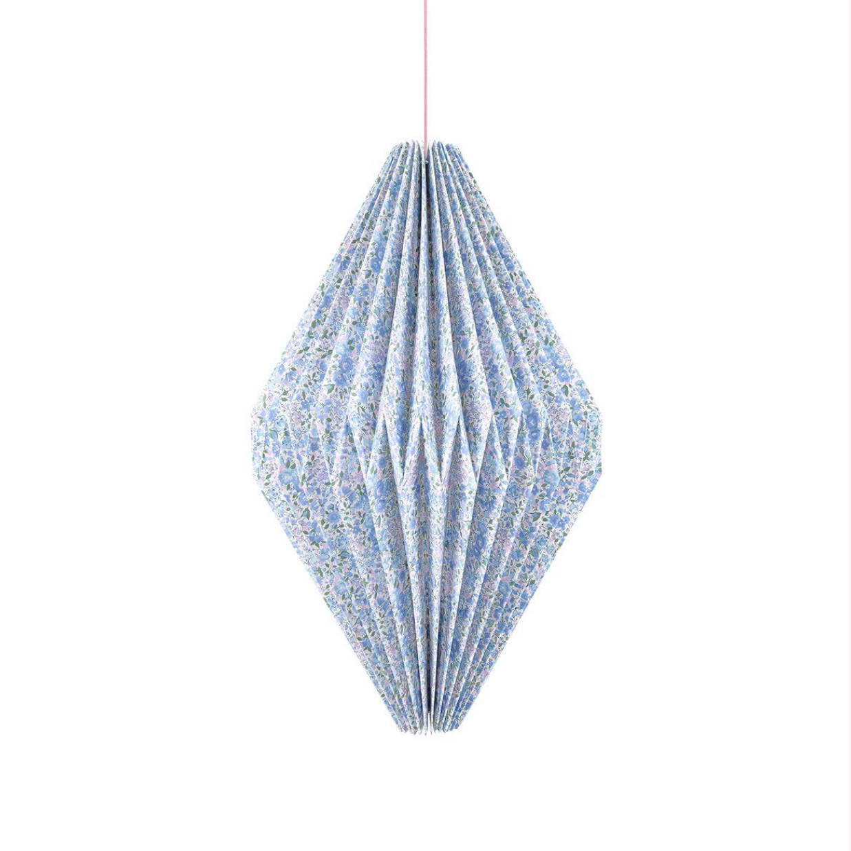 Decorative hanging ornament with a geometric design on a white background