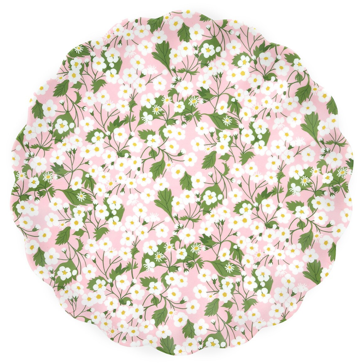 Round plate with floral pattern on a white background