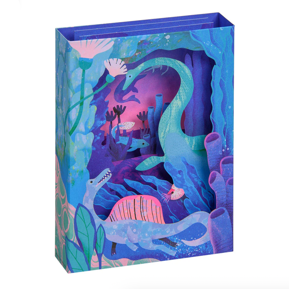Colorful underwater-themed card with sea creatures on a white background