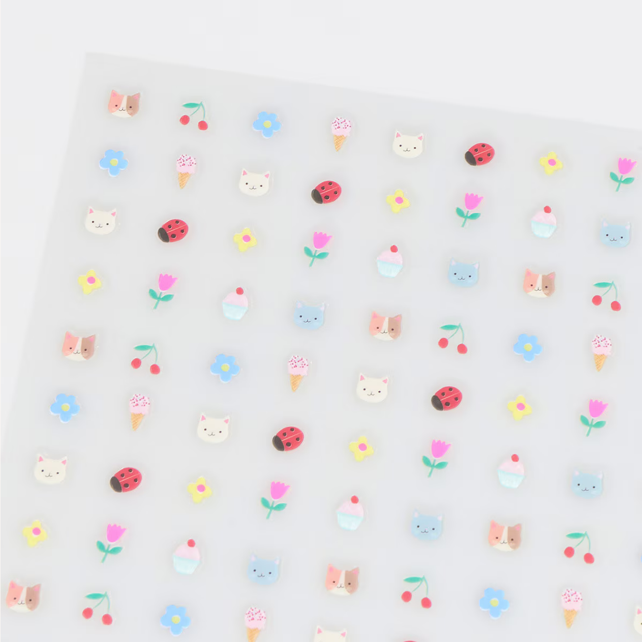 Pattern of small colorful icons on a light gray background