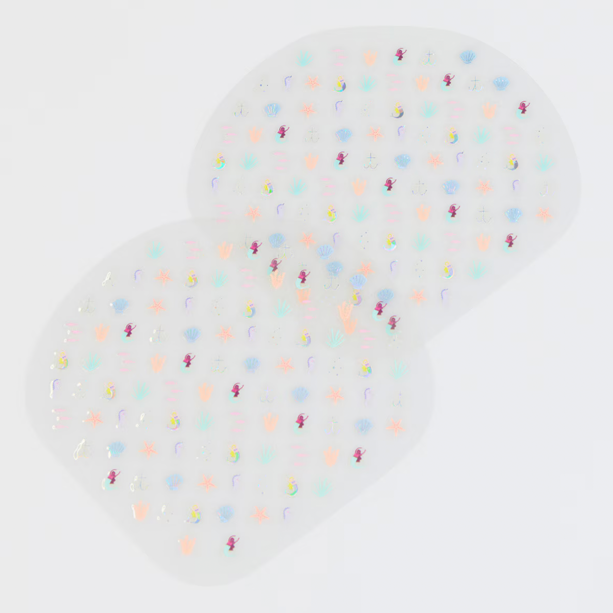 Clear NAIL STICKERS with colorful IMAGES on a white background