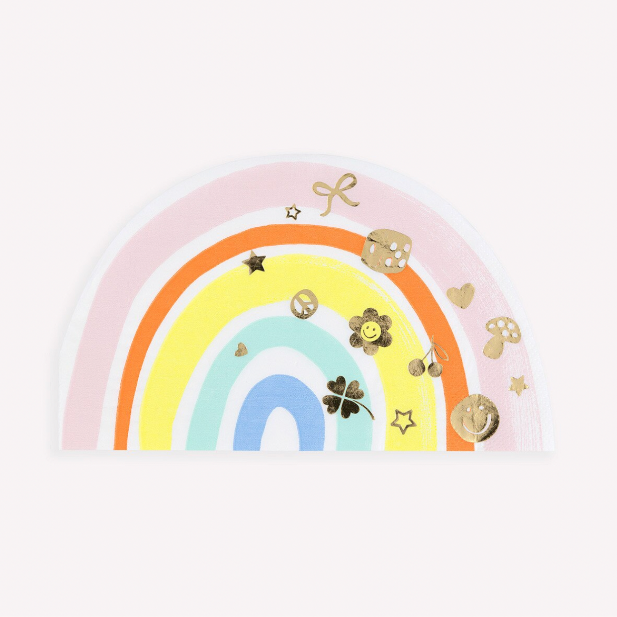 Decorative paper plate with a rainbow design on a white background