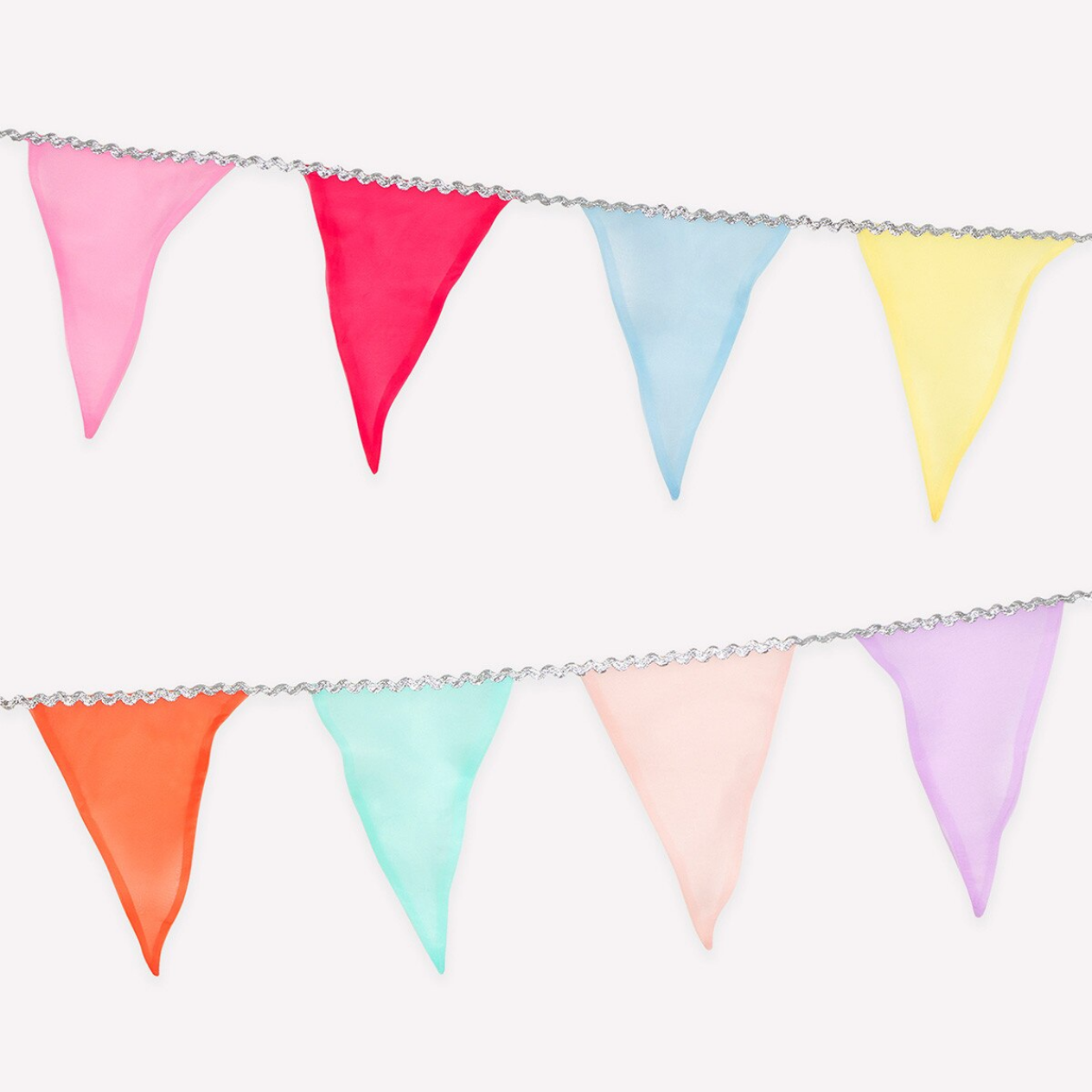 Colorful triangle flag banner on a white background