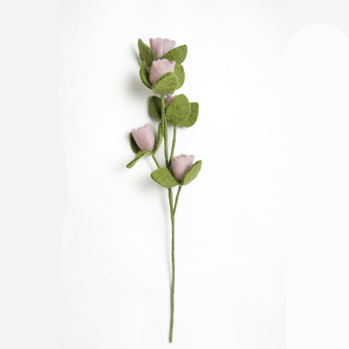 Artificial flower stem on a white background with a computer interface overlay.