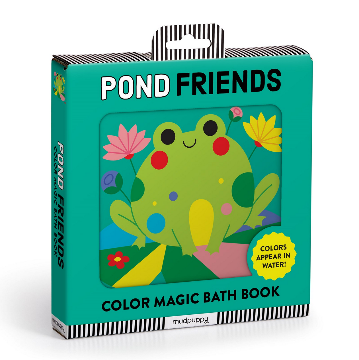Color magic bath book packaging with a frog illustration on a white background