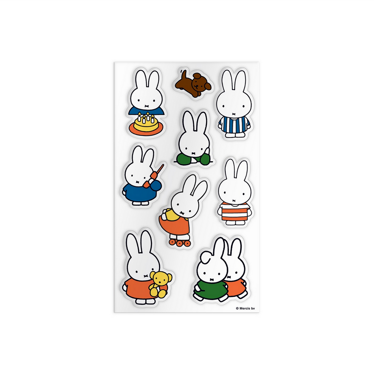 Set of cartoon rabbit character stickers on a white background