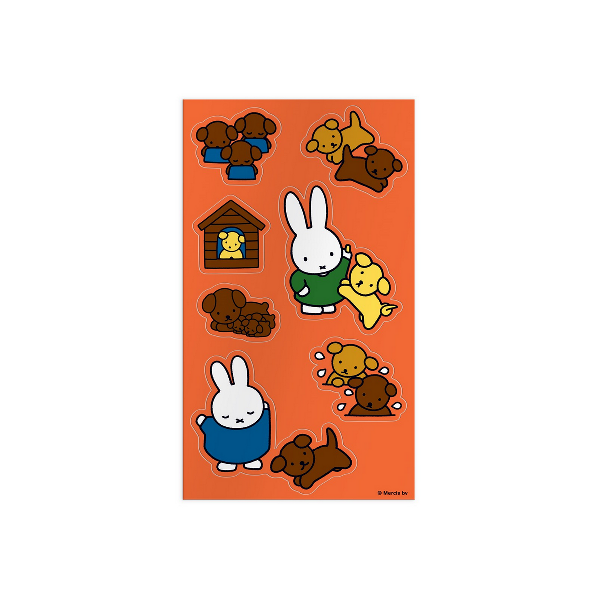 Set of cartoon character stickers on an orange background