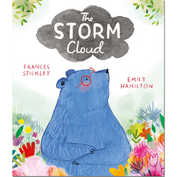 Blue storm cloud toy with packaging on a white background
