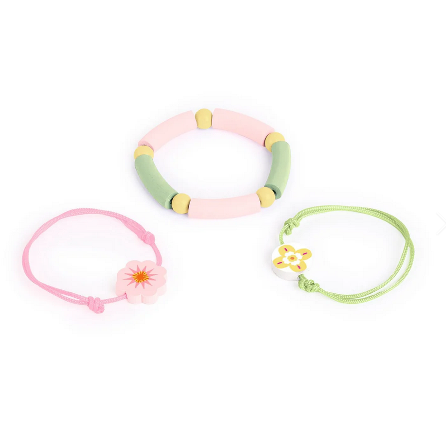 Set of colorful bracelets on a white background