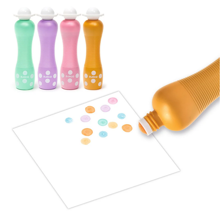 Set of colorful dot markers with a white background