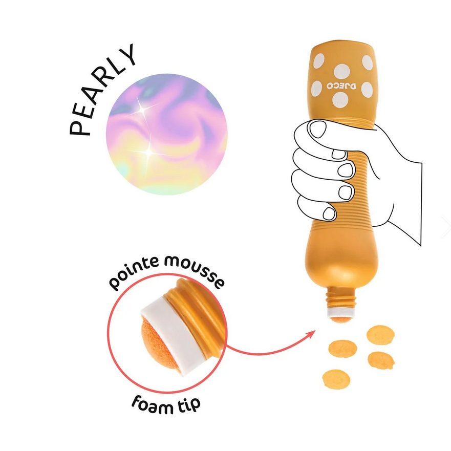 Illustration of a foam tip with a hand holding it, a colorful bubble, and text labels on a white background.