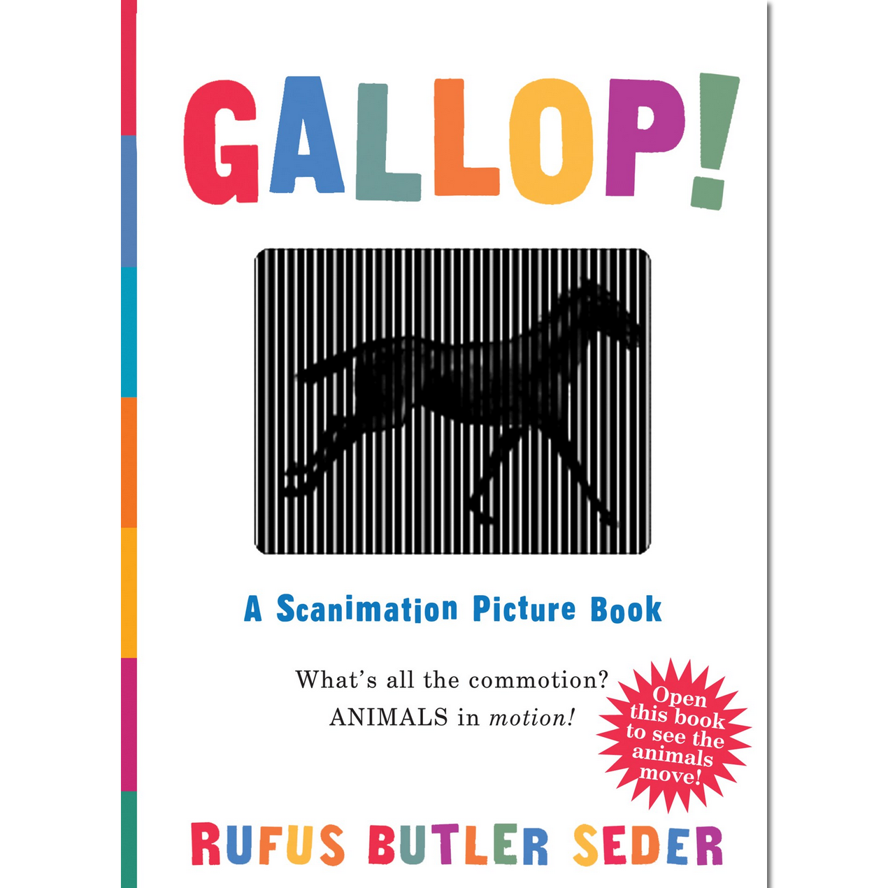 Book cover of 'Gallop!' by Rufus Butler Seder with a colorful design and black and white illustration of a horse.