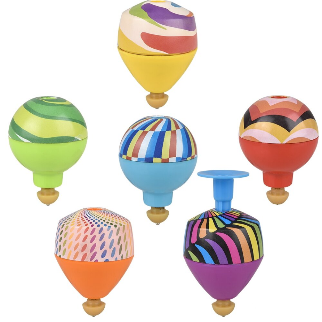 Colorful hot air balloon toys on a white background