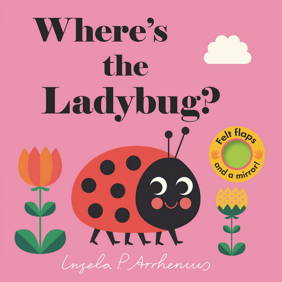 Book cover of 'Where's the Ladybug?' with a ladybug illustration on a pink background.