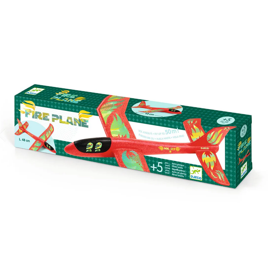 Toy fire plane in packaging on a white background
