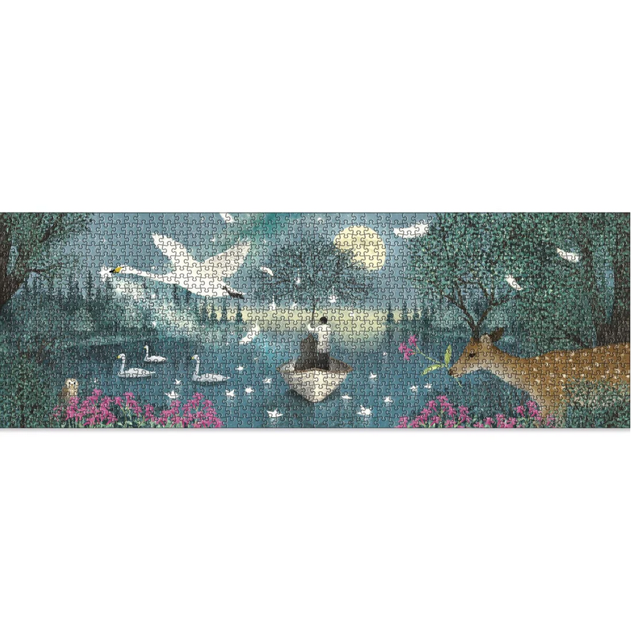 Mosaic artwork of a couple on a boat with animals and nature elements.