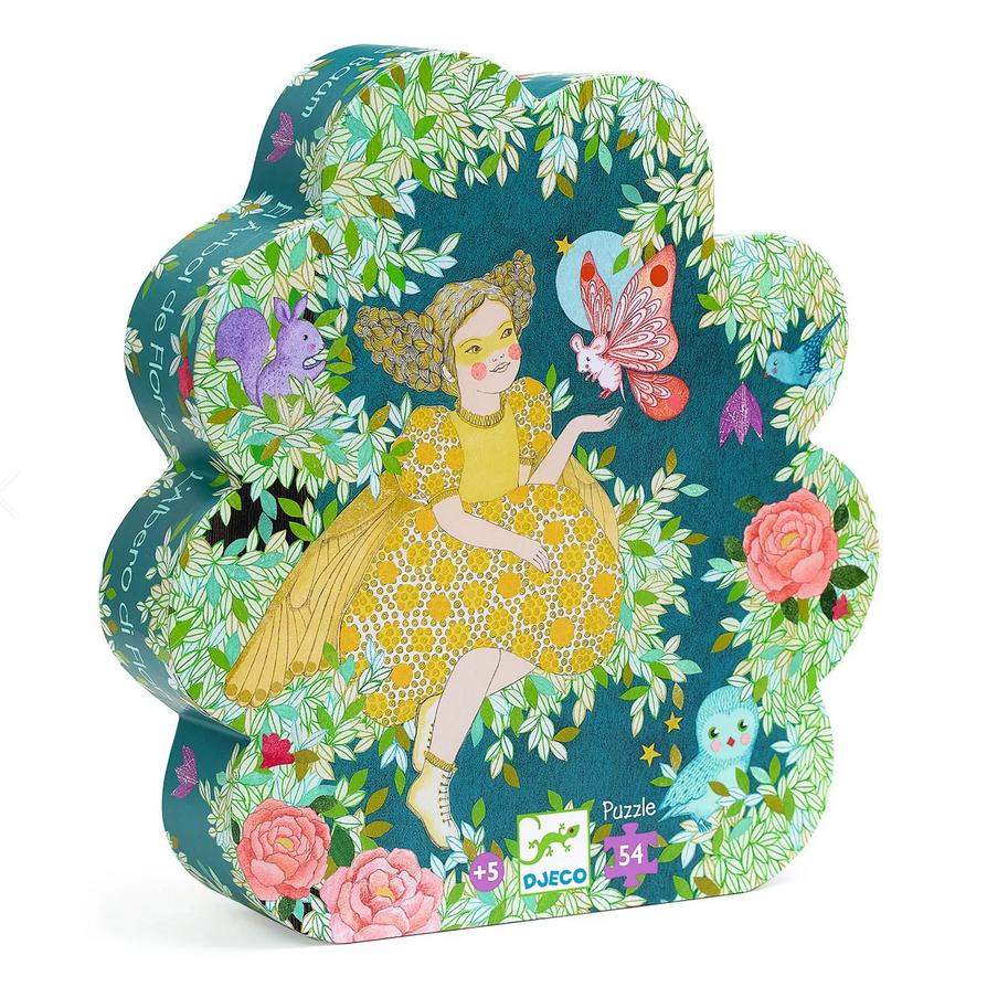 Floral puzzle box with a fairy design on a white background