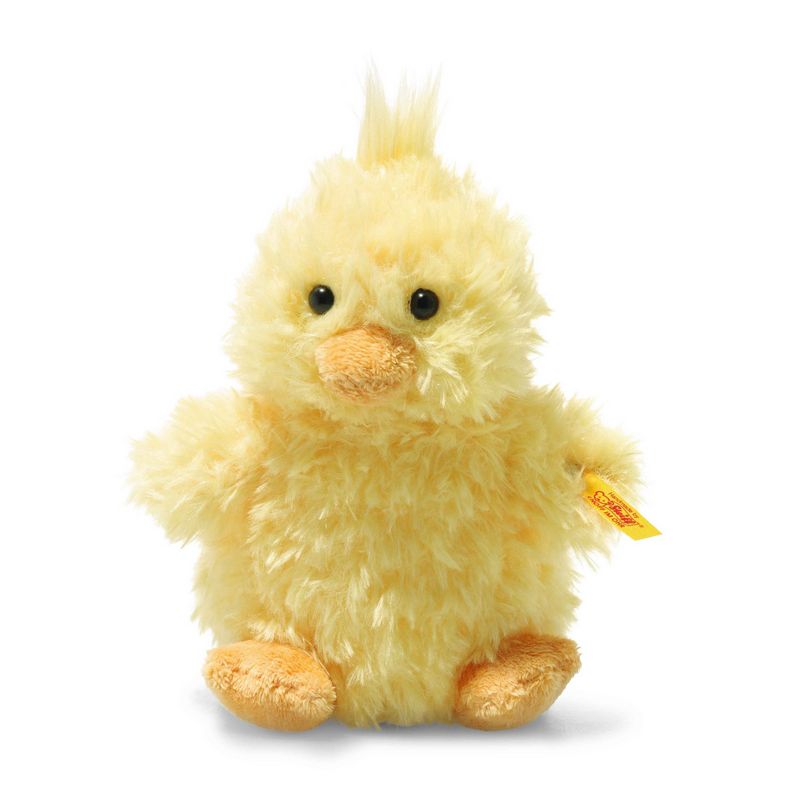 Plush toy chick on a white background