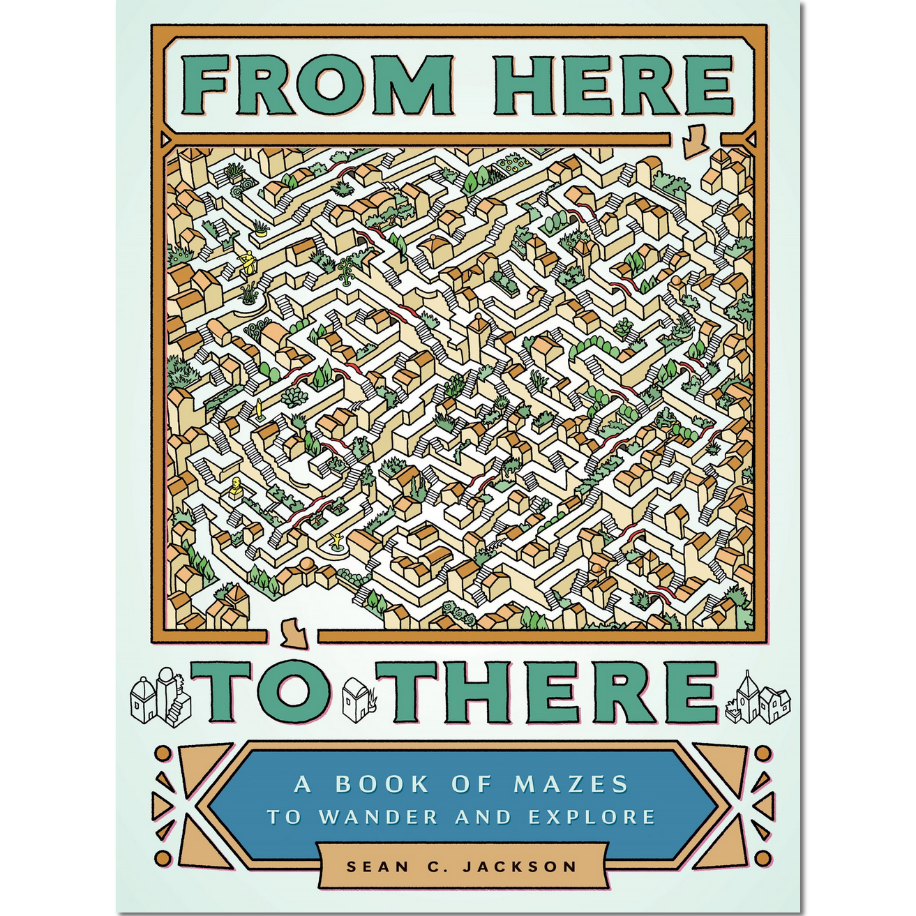 Book cover of 'From Here to There' with a maze design and text on a white background