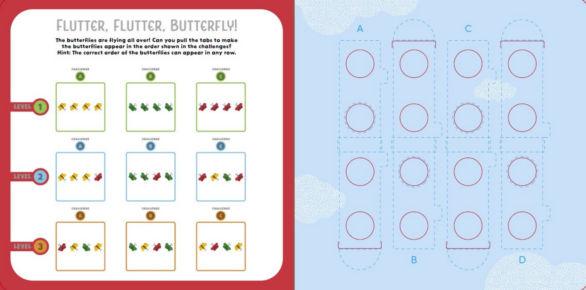 Educational worksheet with butterfly illustrations and a grid for ordering.