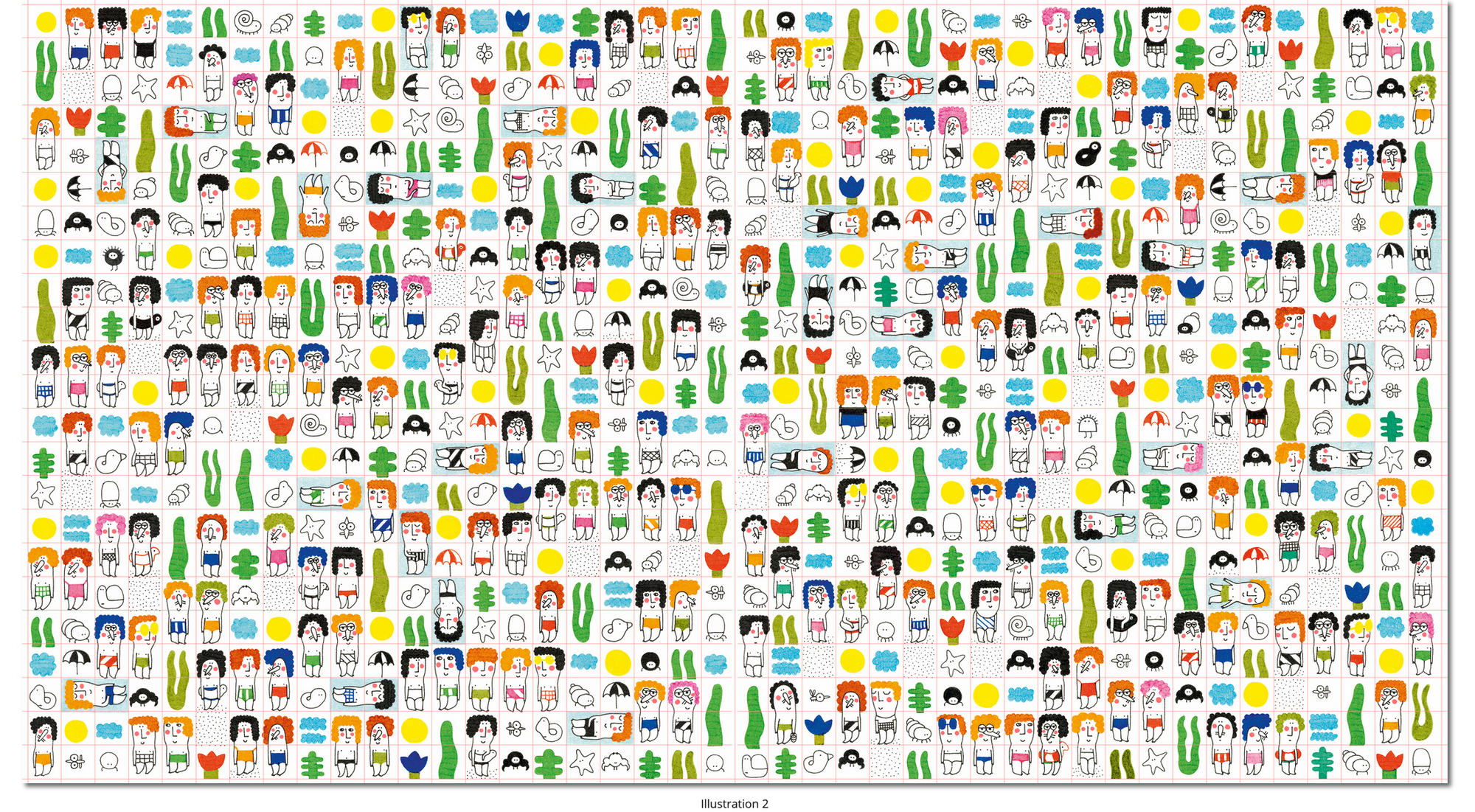 Grid of small, colorful icons arranged in a pattern on a white background