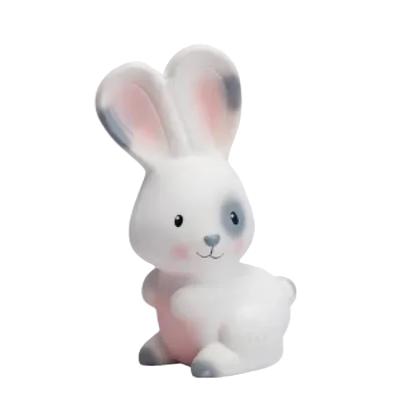 White rabbit toy with pink ears 