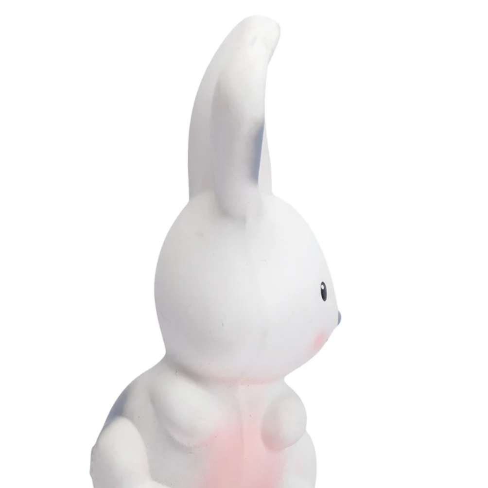 White rabbit-shaped toy on a white background