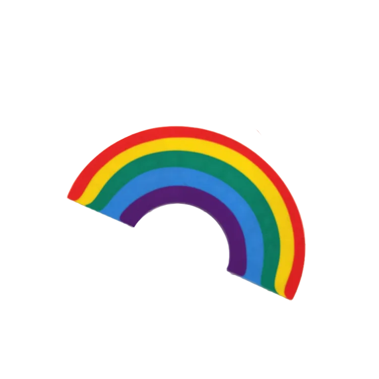 Colorful pencils and a rainbow on a piece of paper with a black border.