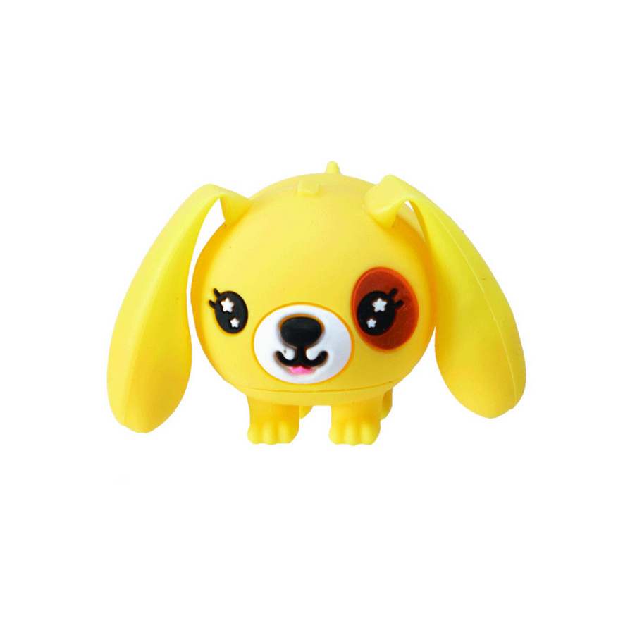 Yellow dog toy figure on a white background