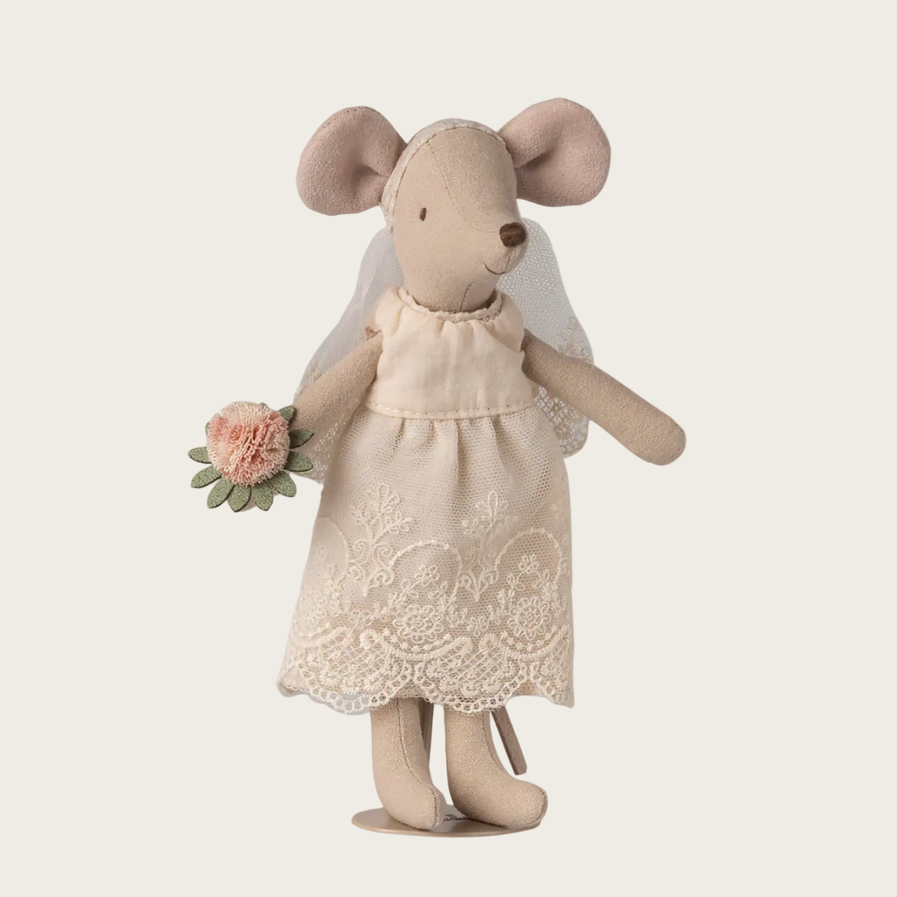 Stuffed mouse toy in a dress with flowers 
