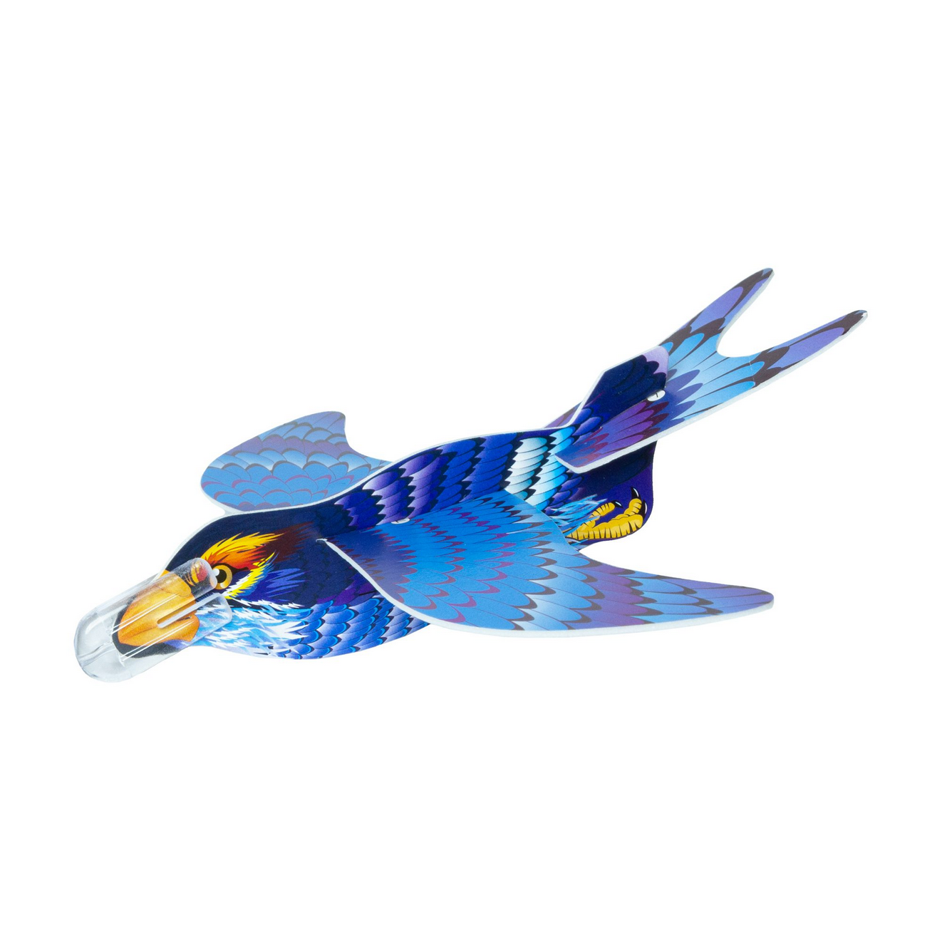 Colorful bird-shaped toy on a white background