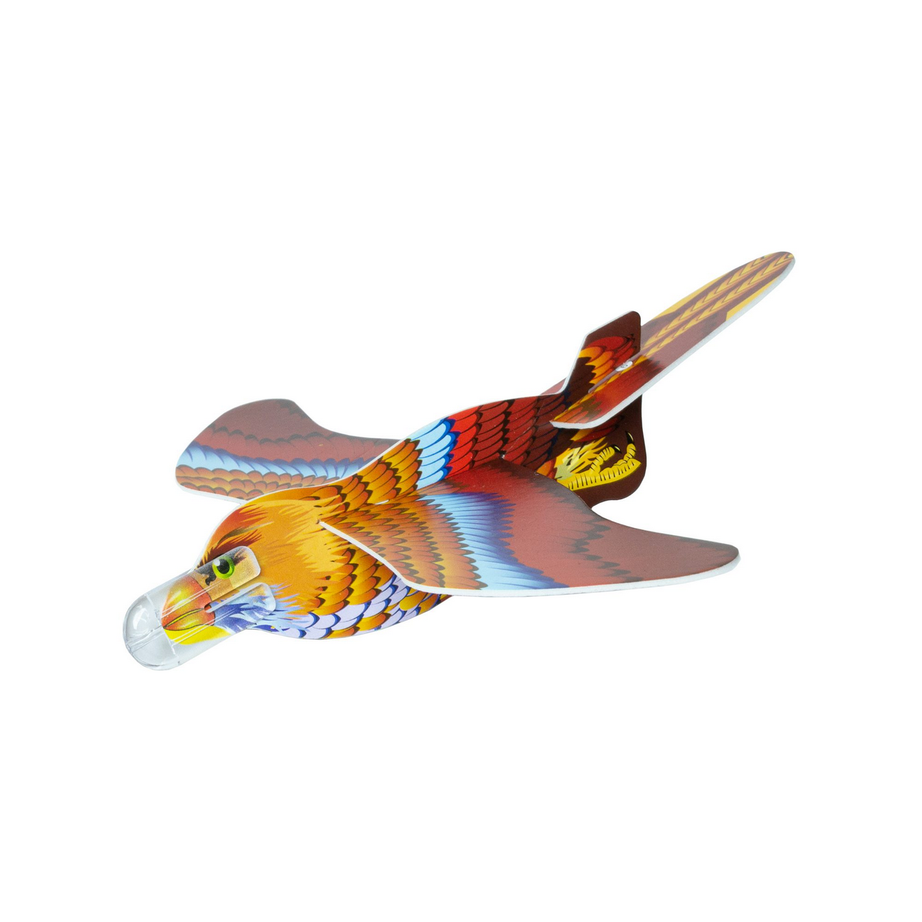 Colorful bird-shaped toy on a white background