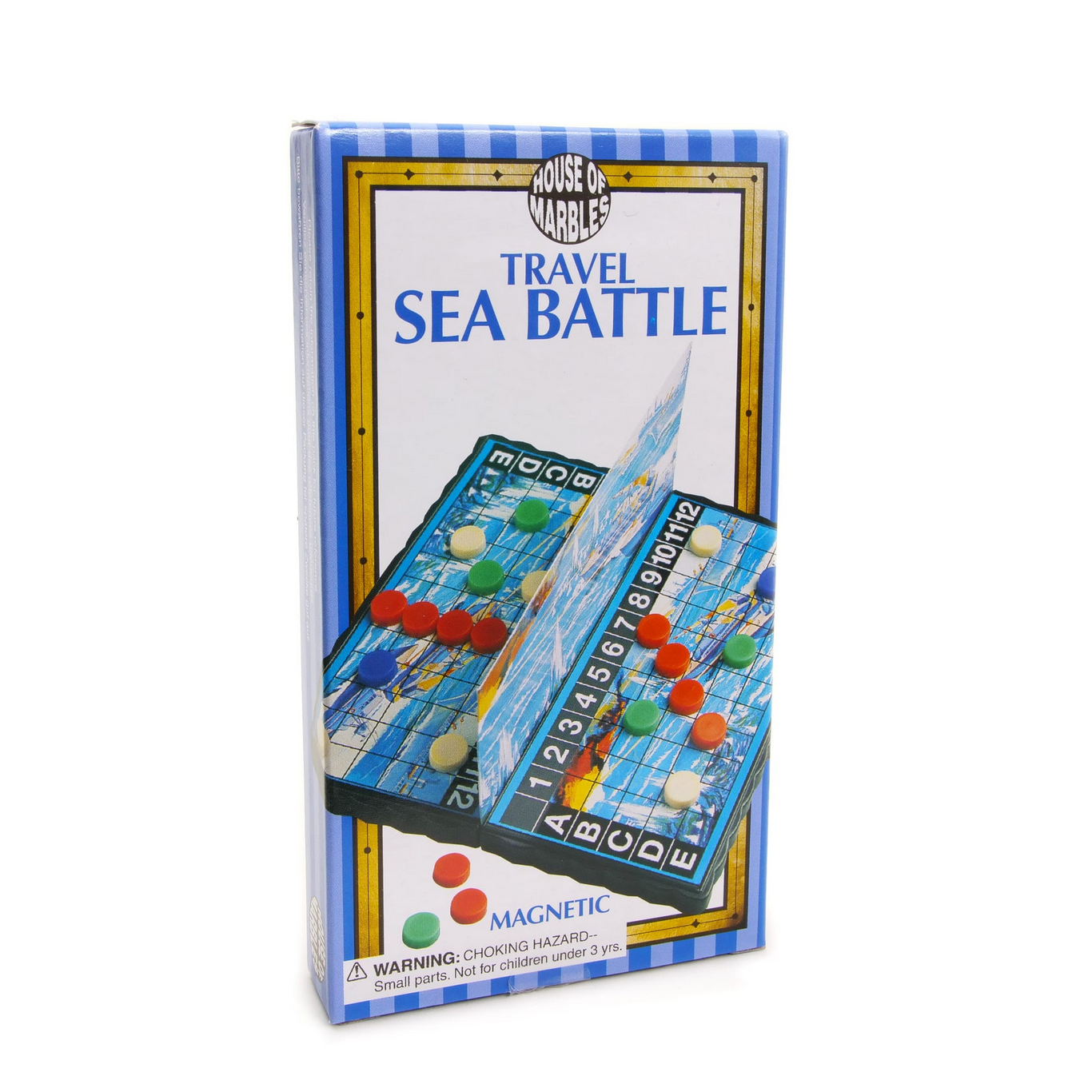 Box of 'Travel Sea Battle' game by House of Marbles on a white background