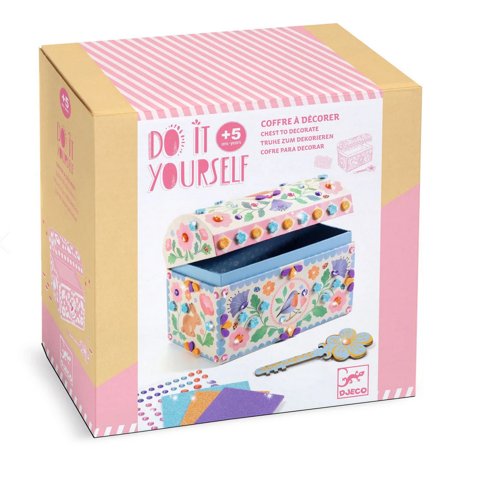 Decorative box packaging with floral design and text 'Do It Yourself' on a white background