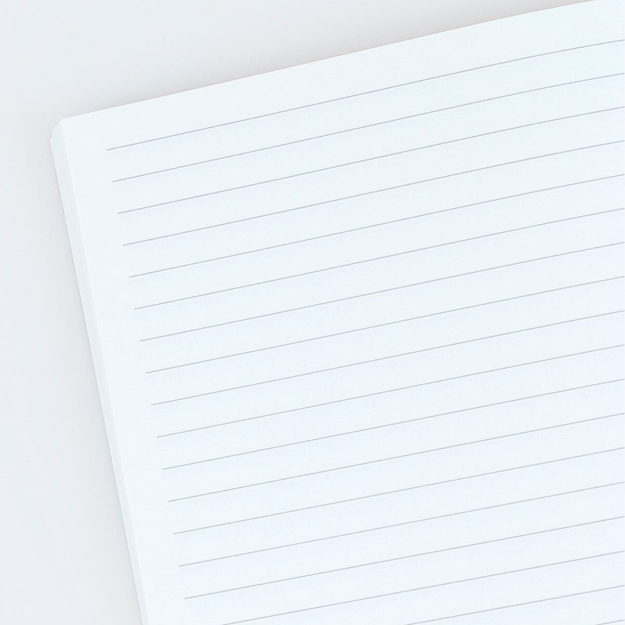 Sheet of lined paper on a white background