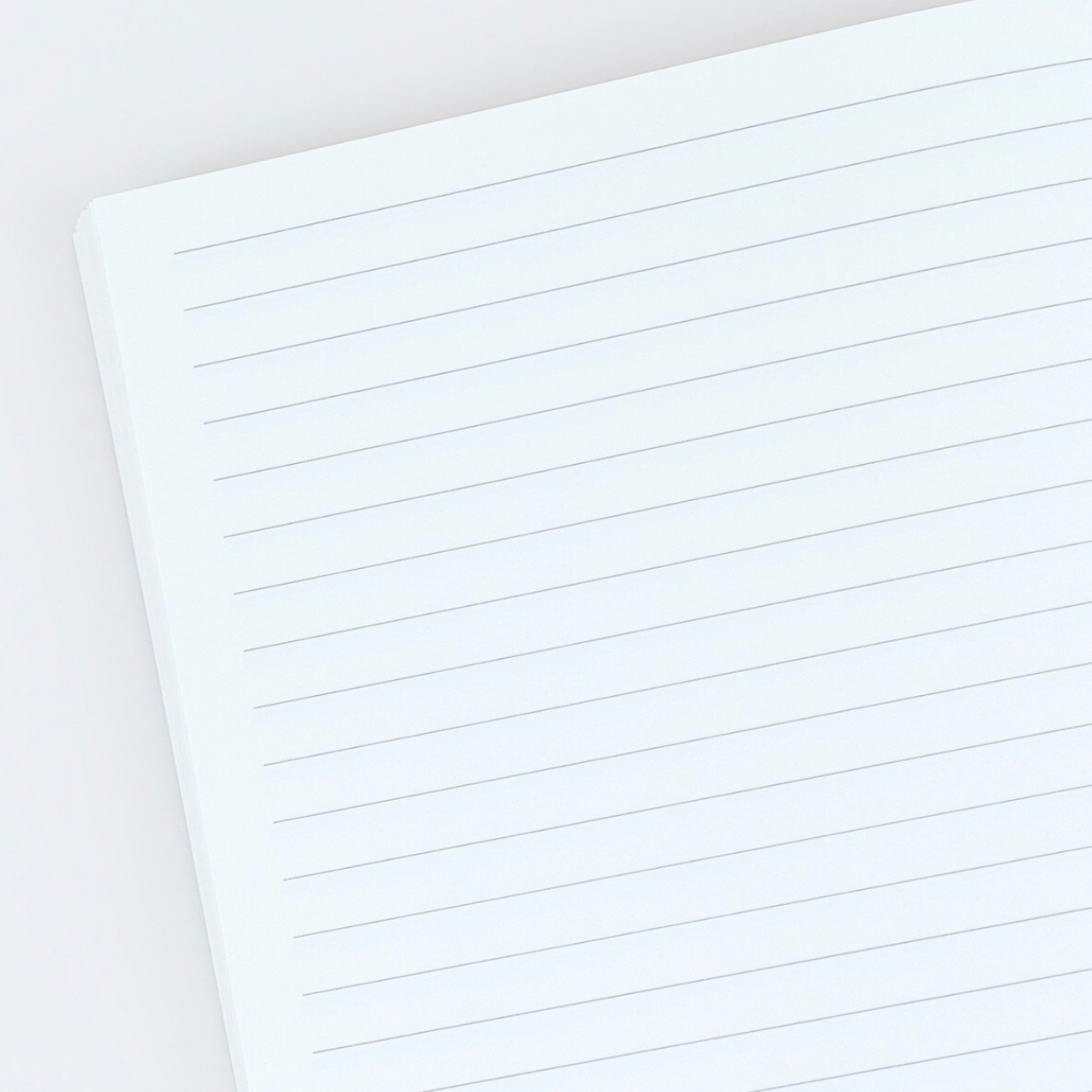 Sheet of lined paper on a white background