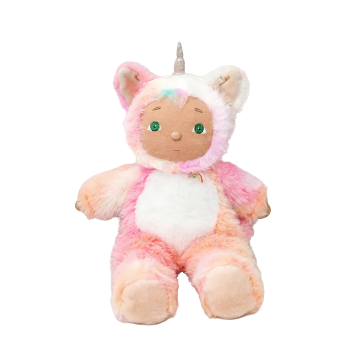Plush toy with unicorn design on a white background