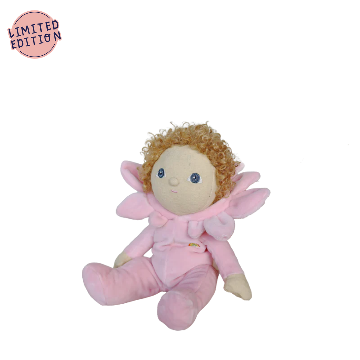 Pink fairy plush toy with curly hair on a white background, labeled 'Limited Edition'.
