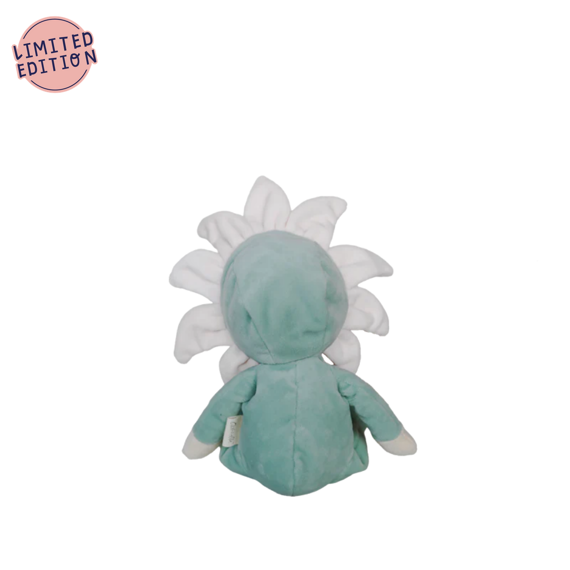 Plush toy with a limited edition label on a white background
