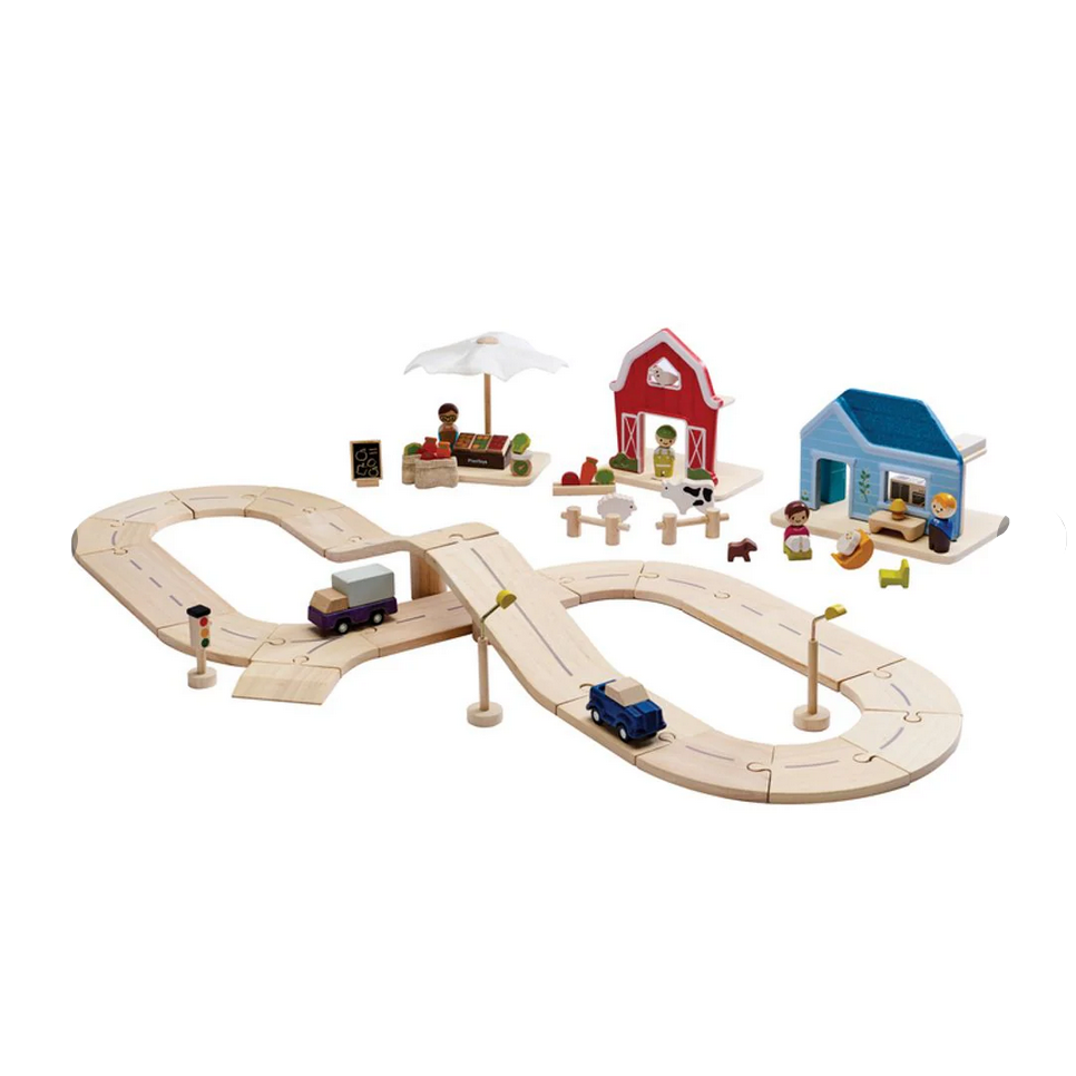 City transit rail & road playset