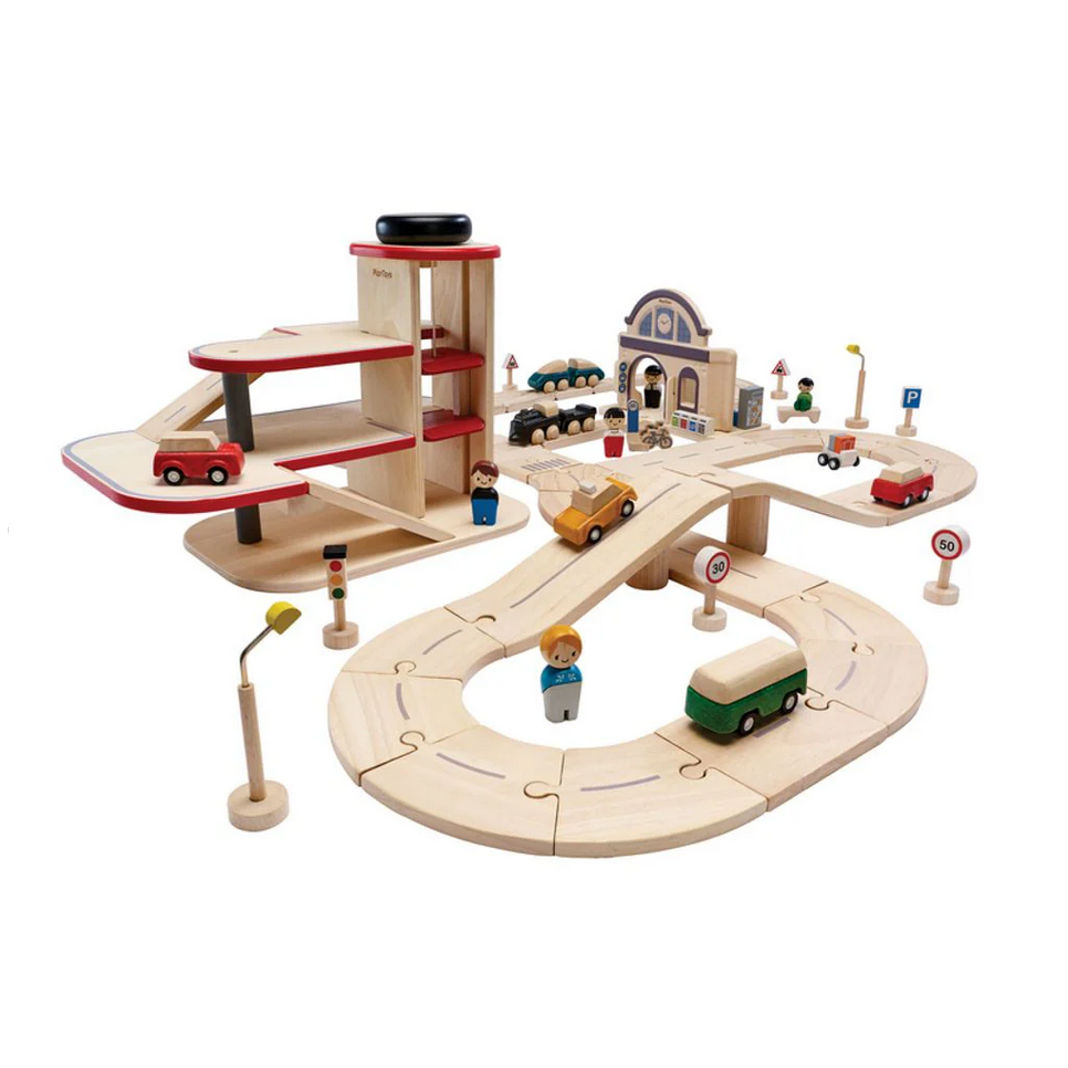 City transit rail & road playset