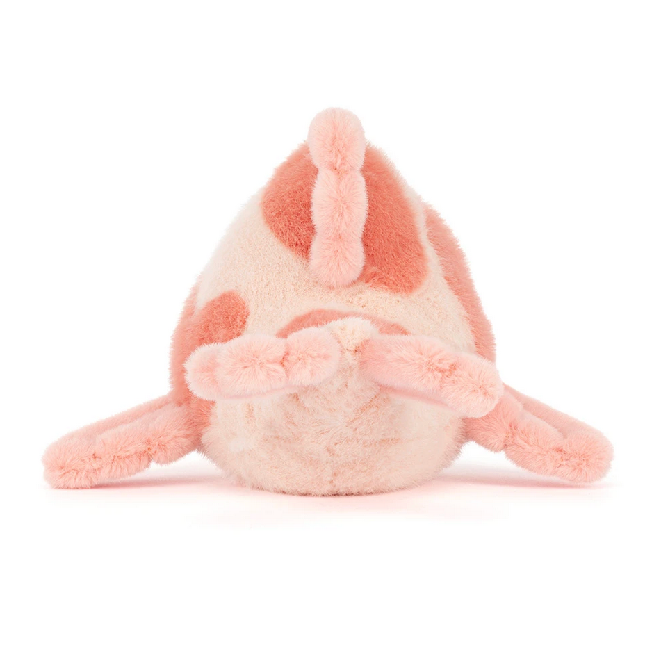 Plush toy shaped like a fish on a white background