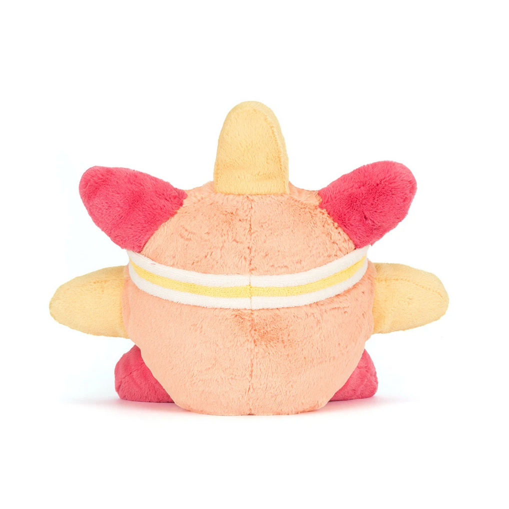 Plush toy resembling a sun with roller skates 
