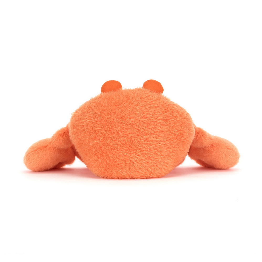 Orange plush crab toy on a white background