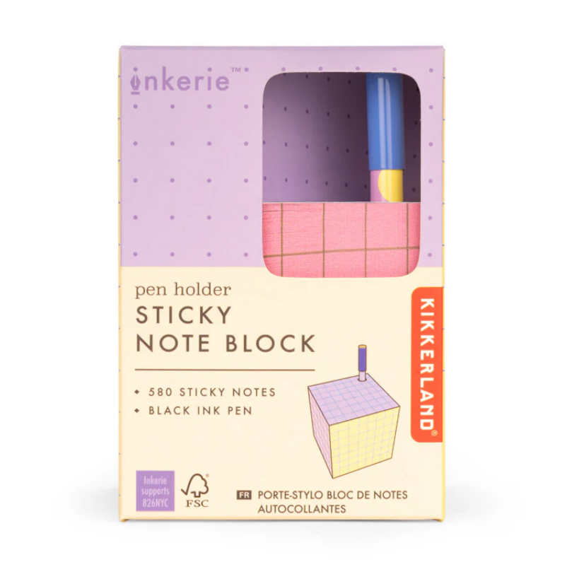 Kikkerland sticky note block packaging with colorful design