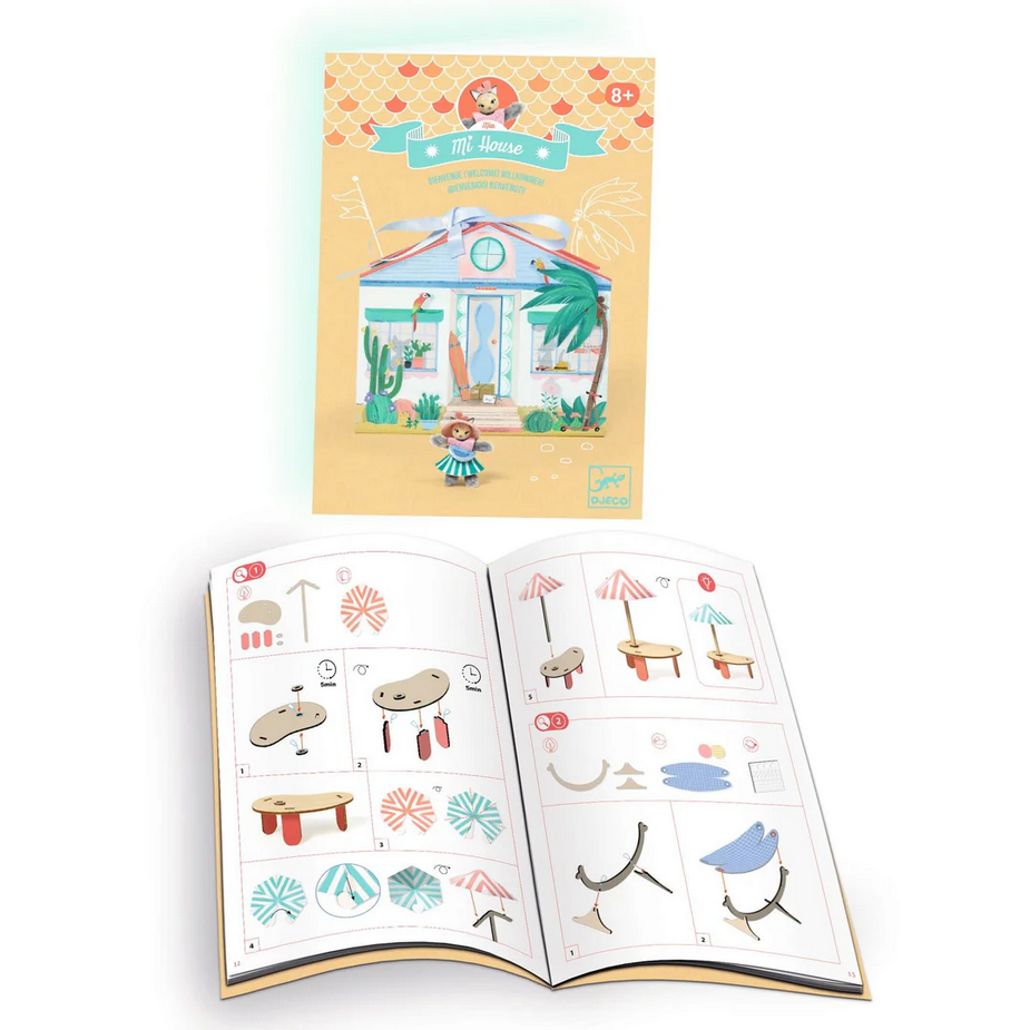 Children's activity book with illustrations and a sticker sheet on a white background
