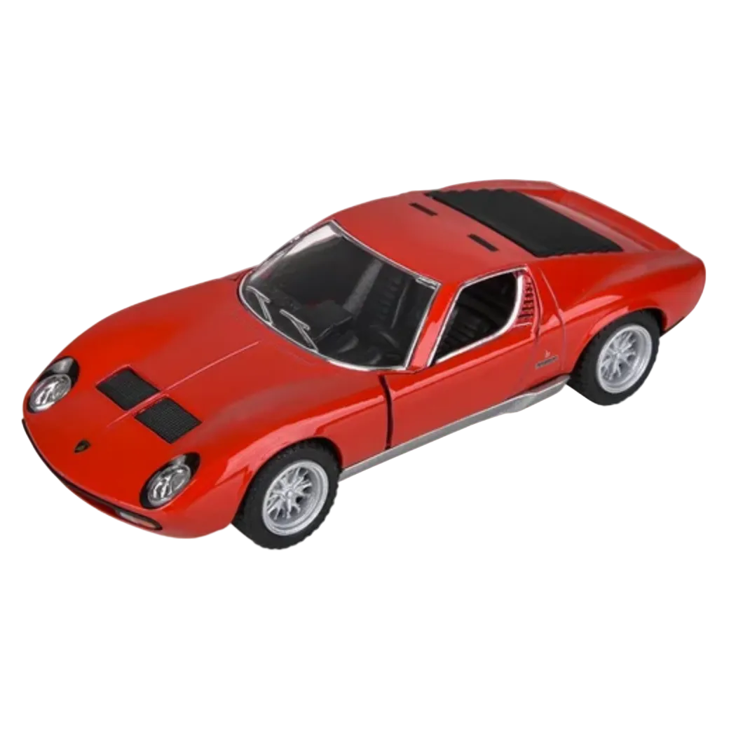 Red model car on a white background